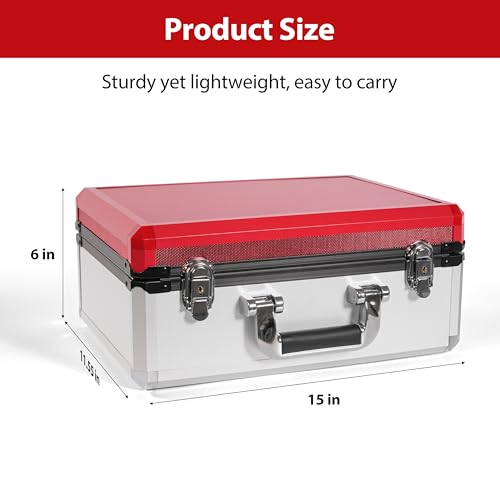 EcoVibe Trading Card Storage Box for 3" x 4" 35pt Toploaders, Hard Case with 6 Foam Stoppers, Large Capacity 600+, Fits Magnetic Holders - color: Red