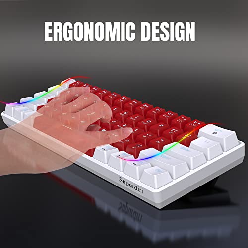 Snpurdiri Wired 60% Mechanical Gaming Keyboard (White-Red, Red Switches) | White LED Backlit Ultra-Compact Small Office Keyboard for Windows Laptop PC Mac - color: White Red/Red Switch