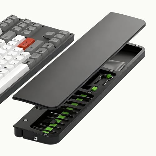 Ergonomic Keyboard Wrist Rest with Cleaning Kit for Office and Gaming | Non-slip Base Springy Sponge Support 22-in-1 cleaning kit Desk Setup Essential