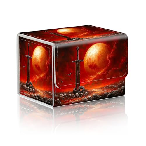 Trading Card Storage Box, Holds 100+ for MTG Cards, PU Leather with Magnetic Closure, Blood Moon Sword with Coiled Serpent Durable Deck Box for Magic the Gathering, Trading Card Games - color: Blood Moon Sword with Coiled Serpent