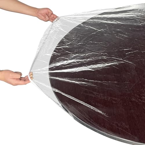 LIBERECOO Clear Oval Fitted Vinyl Tablecloth - Fits 42 x 60 Inch Oval Tables Only - Heavy Duty Elasticized Table Cover Elastic Edged Plastic Tablecloths Protector - size: 60" x 42" (Oval)