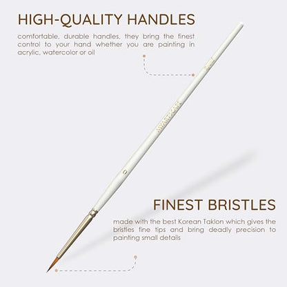 Miniature Paint Brushes - 12 Detail Brushes with Holder | Fine tip paint brushes for acrylic watercolor gouache oil miniatures paint by number nail art and detailing