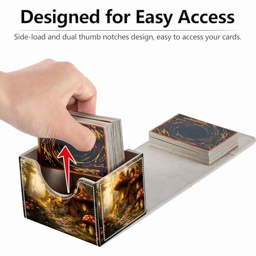 Strong Magnet MTG Demon Deck Box Playing Card Case Magic Deck Box Creative Pattern Trading Card Storage Box for TCG for Collectible Games, Wild Red Mushroom House - color: Wild Red Mushroom House