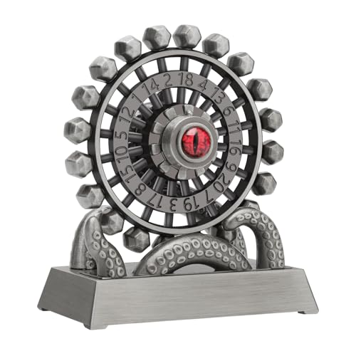 CZYY Ferris Wheel D20, Metal Fidget Spinner Dice for Tabletop RPG | Tentacle & Eye Design, Zinc Alloy, D20 Roulette Desk Gadget, Velvet Pouch, Gift for Dungeon Master & Fantasy Fans, Silver - color: Silver