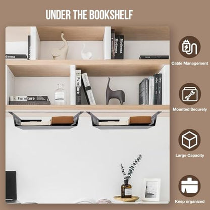 2 Pack Under Desk Shelf-Metal -Black Under Shelf Storage for Office Tables & Workstations（13Inch） - size: 13 inch 2 Pack
