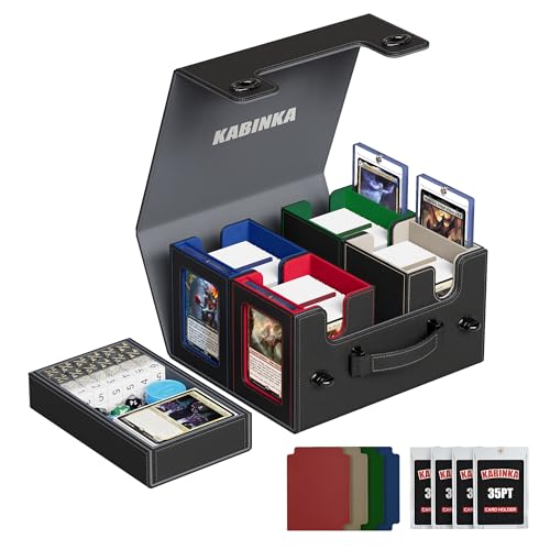 Kabinka Commander Deck Box for MTG with Handle, Multi Deck Case | with Large Dice Tray Fits 400+ Double-Sleeved Cards, 5 IN 1 TCG Card Storage Box, 35PT Card Holders (Colorful) - color: Colorful