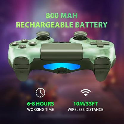 Wireless Controller for PS4, 2 Pack Controllers for PS4 with Double Vibration/6-Axis Sensor/Touch Pad/Headphone Jack, Ergonomic Non-Slip Grip Compatible with PlayStation 4/Slim/Pro (Green & Pink) - color: Green & Pink