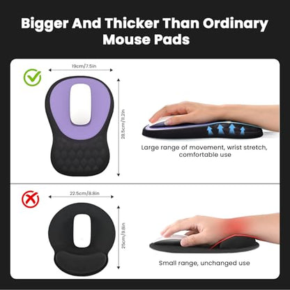 EooCoo Massage Ergonomic Mouse Pad with Dual-Slope Design Wrist Rest | Carpal Tunnel Relief, Memory Foam Wrist Rest, Non-Slip PU Base, Office Desk Accessories - color: Purple