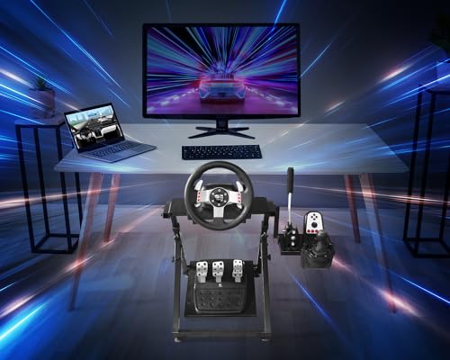 Racing Wheel Stand, Adjustable & Foldable Steering Wheel Sim Racing Stand for Logitech G920 G29 G923 G25, G27, G29 PS4 T300RS Thrustmaster Gaming Steering Wheel Stand, Wheel & Pedals Not Included
