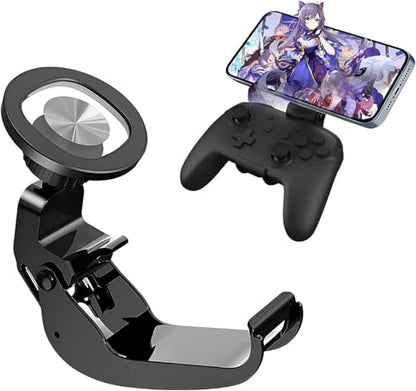 DOYO Magnetic Controller Phone Mount Clip for Switch and Switch Lite Pro Controller, Gaming Phone Holder, Adjustable Mag-Safe Phone Mount Holder for Switch Controller - color: Black-for Switch Controller