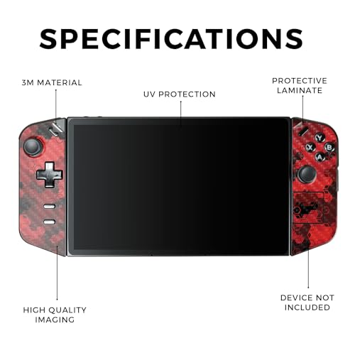 Carbon Fiber Gaming Skin Compatible with Lenovo Legion Go - Red Hexa Camo - Premium 3M Vinyl Protective Wrap Decal Cover - Easy to Apply | Crafted in The USA by MightySkins - color: Red Hexa Camo, style: Carbon Fiber Textured Finish