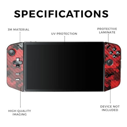 Carbon Fiber Gaming Skin Compatible with Lenovo Legion Go - Red Hexa Camo - Premium 3M Vinyl Protective Wrap Decal Cover - Easy to Apply | Crafted in The USA by MightySkins - color: Red Hexa Camo, style: Carbon Fiber Textured Finish