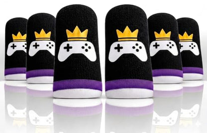 King of The Game - Improved Materials Gaming Finger Sleeves (6 Pack) for Touch Screens and Controllers. Skin-Protective, Ultra-Sensitive, Sweat-Resistant, Breathable and Stretchable. (Purple) - color: Purple
