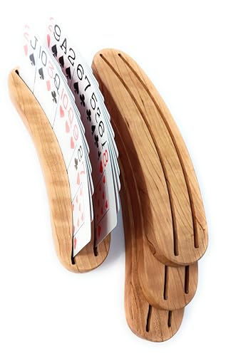 Solid Cherry Wood Playing Card Holders, Handcrafted in USA, Set of 4