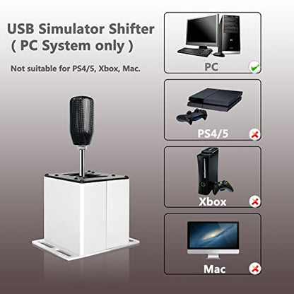 USB Simulator Shifter , for Logitech G29 /G27 /G25 /G920 Thrustmaster, T300RS/GT Steering Wheel , Compatible ATS ETS Dust WRC Sim Racing Games H Shifter with Carbon Fiber Grip 7+R (PC System only)