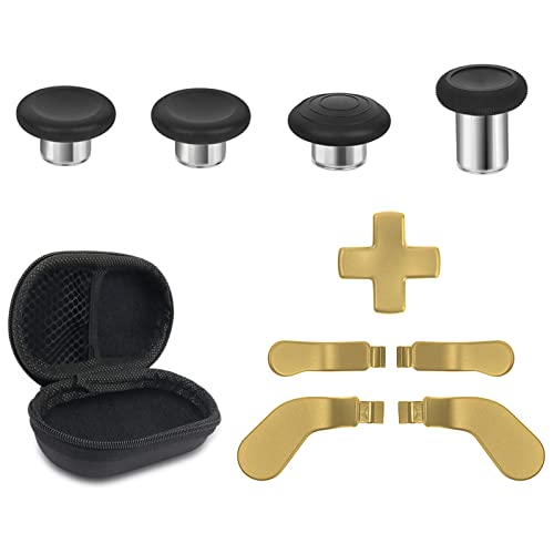 Metal Replacement Thumbsticks for Xbox Elite Controller Series 2 Core,Component Pack Includes 4 Swap Magnetic Joysticks,4 Paddles,1 Standard D-Pads, Accessories Parts for Xbox One Elite 2 (Gold) - color: gold