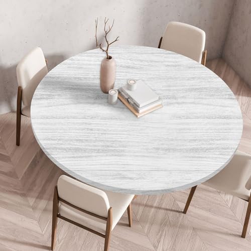 Waterproof Tablecloth Elastic Edged Tablecloth Wipeable Table Cloth Table Cover for Outdoor, Patio, Kitchen and Dining Room 23" Inch Round Tight Fit White Wood 2 - color: White Wood 2, size: 23" Inch Round Tight Fit