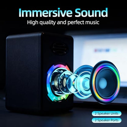 RGB Gaming Computer Speakers, Bluetooth 5.0 USB Powered PC Sound Bar with Dynamic Lighting, Stereo Audio for Desktop PC Laptop Monitor Gaming Setup (Black) - color: FT-166(S205)