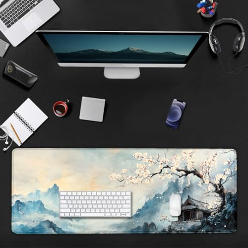 Large Mouse Pad, Desk Mat Computer Keyboard Pad Non-Slip Rubber Base Waterproof with Stitched Edges for Laptop Gaming, Office & Home 31.5 x 11.8 Inch (XL-04) - color: Xl-04