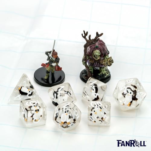 FanRoll 16mm Resin Poly DND Dice Set: Penguin Dice, Role Playing Game Dice for Dungeons and Dragons