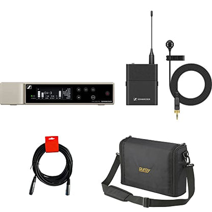 Sennheiser EW-D ME4 Set Digital Wireless Cardioid Lavalier Microphone System (R1-6: 520 to 576 MHz) Bundle with Auray WSB-1S Carrying Bag and XLR-XLR Cable