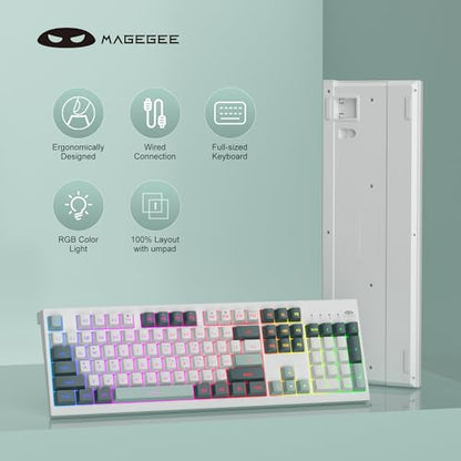 MageGee Creamy Keyboards,K2 Classic Keyboard Wired RGB Backlit 104 Keys Waterproof Ergonomic Keyboard,PC Keyboards for PC/loptop/MAC-Geeen - color: Green