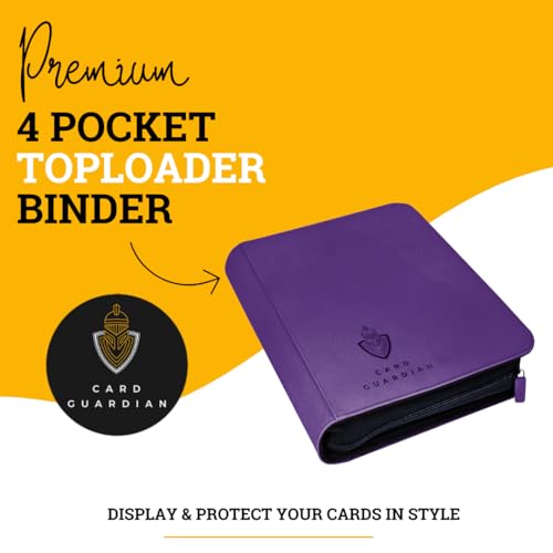 Card Guardian - Toploader 4 Pocket Premium Binder with Zipper for 160 Cards - Side Loaded Pockets - Compatible with Sports and Trading Cards TCG (Purple) | Fits 160 Cards, Side Loaded Pockets, Compatible with Sports and Trading Cards - color: Purple