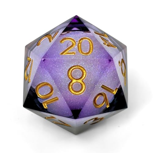 Sage's Portal Souls Liquid Core D20 33mm Chonky Sharp Edge Resin Die DND Dice for Dungeons and Dragons RPG Tabletop TTRPG (Twilight Souls) - color: Twilight Souls