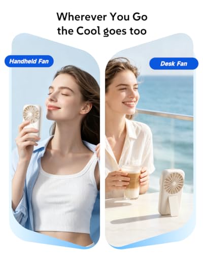 (2 Pack) Portable Handheld Mini Fan with Stand Personal Pocket fan | 5 Gear & 1-100 Stepless Speed Desk Fan Rechargeable, Compact Cooling Essential for Travel, Makeup, Summer Gift White & Black - color: 2pcs Mini Fan