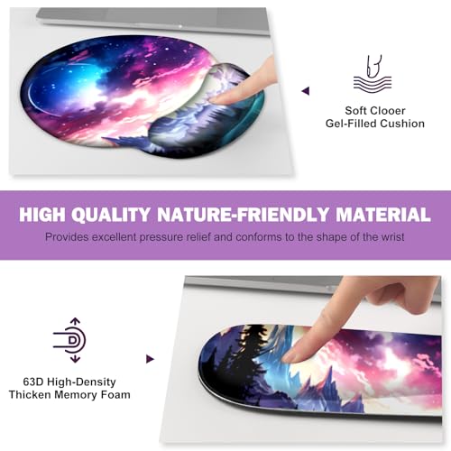Gaming Mouse Pad, Large Desk Mat, Cute Desk Pad Protector, 4in1 XXL Mousepad + Keyboard Wrist Rest+Mouse Wrist Rest+Coaster Set with Ergonomic Desk Pad for Home Office Table Computer, Purple Hill - color: Purple Hill