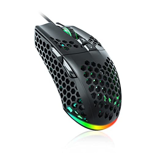 SOLAKAKA SM900 Gaming Mouse Wired with RGB,Honeycomb Shell,12800 DPI Wired Gaming Mouse with Buttons,Computer Mouse for Laptop/PC,Black - color: black