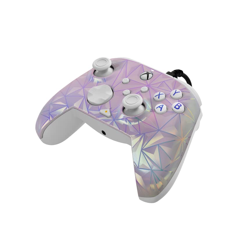 PDP Gaming REMATCH Enhanced Wired Gaming Controller: Licensed Xbox Series X|S Gamepad, Xbox One, Windows PC, Mappable Back Buttons, Customizable, Audio Control, Companion App: Frost Diamond (Metallic) - color: Frosted Diamond, style: Controller
