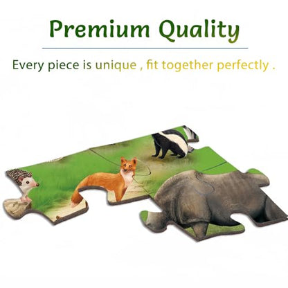 Puzzles for Kids Ages 6-8 Year Old, 100 Piece Grassland Animals Jigsaw Puzzle for Toddler Children Learning Educational Puzzles Toys for Boys and Girls - Every Piece is Unique - color: Grassland Animals