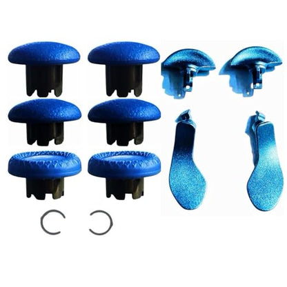 12 in 1 Interchangeable Thumbsticks & Metal Back Paddles Replacement Parts for PS5 DualSense Edge Controller, 6 Silicone Analog Joystick Caps, 4 Paddles Trigger Buttons,2 Base Rings (Blue) - color: Blue