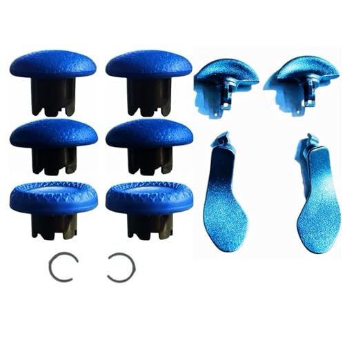 12 in 1 Interchangeable Thumbsticks & Metal Back Paddles Replacement Parts for PS5 DualSense Edge Controller, 6 Silicone Analog Joystick Caps, 4 Paddles Trigger Buttons,2 Base Rings (Blue) - color: Blue