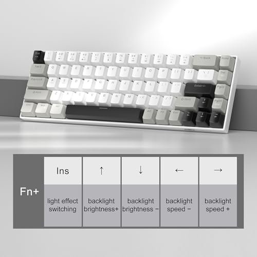 MageGee Portable 60% Mechanical Gaming Keyboard, MK-Box LED White Backlit Compact 68 Keys Mini Wired Office Keyboard with Red Switch for Windows Laptop PC Mac - Grey - color: White Grey/Red Switch