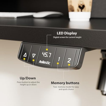 Agilestic 55 x 24 Inches Electric Standing Desk with 2 Storage Drawers, Stand Up Desk Adjustable Height, Sit and Stand Computer Table with Splice Board, Black - color: Black, size: 55 x 24 Inches with 2 drawers
