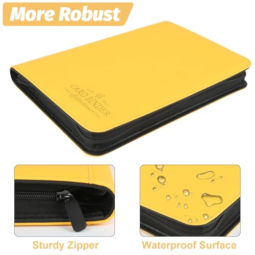 Trading Card Binder, Card Collection Binder Album Folder with 540 Side Loading Pockets, 9 Pocket Trading Card Album Folder for TGC,MTG, Baseball Cards, Yugioh - color: R-yellow