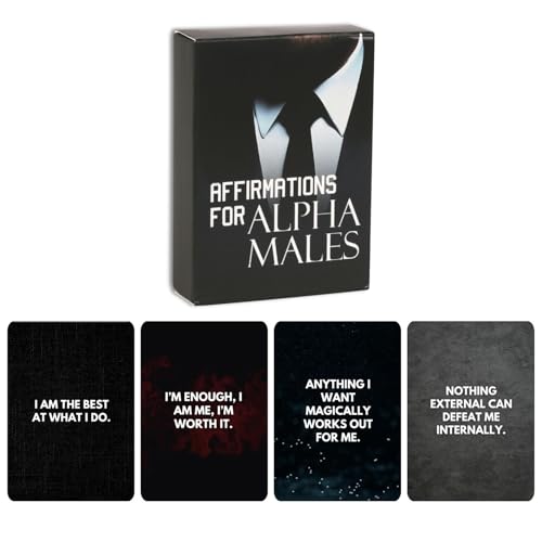 Daily Positive Affirmations for Men 50 Power Cards Mantras for Confidence, Discipline & Dominance Manifest Your Inner Leader, Attract Success Motivational & Inspirational, Birthday Gift for Him - style: Alphamale Affirmation