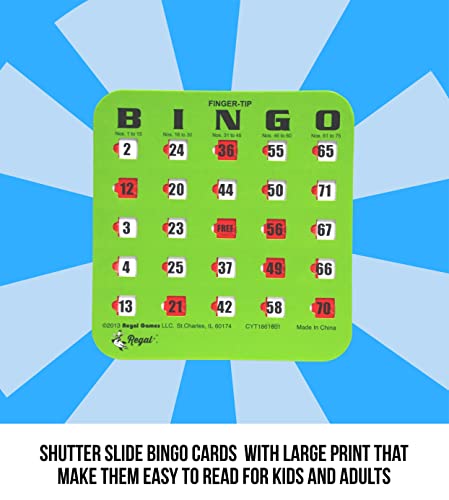 Regal Bingo Bulk Bingo Cards with Sliding Windows - Reusable Large Print Bingo Game Cards for Adults Large Group - 200 Pack, Green - color: Green, size: 200 Cards
