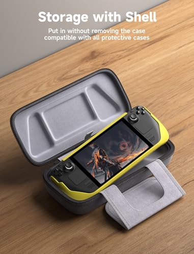 JSAUX Carrying Case for Steam Deck/ROG Ally, Hard Shell Travel Case | Large-capacity Storage, Fits Charger and Dock, Portable Case for Steam Deck OLED