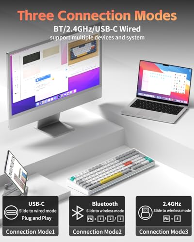 NuPhy Halo V2 IO Wireless Mechanical Keyboard with PBT Keycaps,Hot Swappable Custom Gaming Keyboard,Aluminum Alloy Frame,RGB Backlit,Gasket Structure,BT5.0/USB-C/2.4GHz Low Latency Office Keyboards - color: 96% Layout White, size: Brown Max Switch