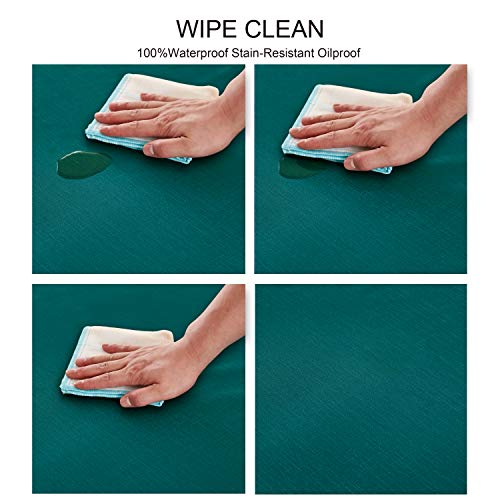 NLMUVW Square Vinyl Tablecloth 100% Waterproof Spill Proof PVC Table Cloth Wipe Clean Table Cover for Kitchen Dining Picnic, Teal, 42 x 42 Inch - color: Teal, size: 42" x 42" (Square)