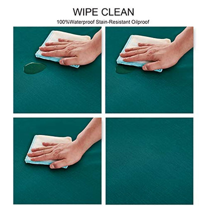 NLMUVW Square Vinyl Tablecloth 100% Waterproof Spill Proof PVC Table Cloth Wipe Clean Table Cover for Kitchen Dining Picnic, Teal, 42 x 42 Inch - color: Teal, size: 42" x 42" (Square)