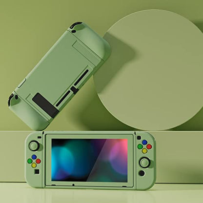 PlayVital ZealProtect Soft Protective Case for Nintendo Switch, Flexible Joycon Cover Slim Cover for Nintendo Switch with Screen Protector & Thumb Grip Caps & ABXY Direction Button Caps - Matcha Green - color: Matcha Green