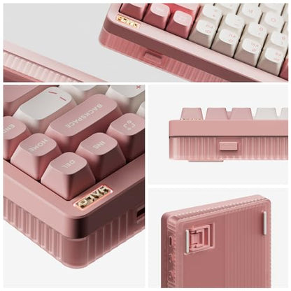 nuphy Halo75 V2 Mechancial Gaming Kyeboard,75% Wireless Hot Swappable Bluetooth Keyboard,83 Kyes RGB Backlit Keyboard,Support Bluetooth/2.4GHz/USB-C-Pink Mint Switch - color: Pink, size: Mint (37gf)