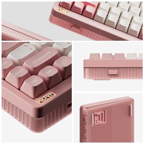 nuphy Halo75 V2 Mechancial Gaming Kyeboard,75% Wireless Hot Swappable Bluetooth Keyboard,83 Kyes RGB Backlit Keyboard,Support Bluetooth/2.4GHz/USB-C (Pink, Lemon (55gf)) - color: Pink, size: Lemon (55gf)