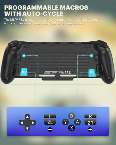 Wodbymat Controller for Nintendo Switch/OLED, Hall Effect One-Piece Joypad - Turbo, Dual Vibration & Customizable 7 LED Colors Lights & Pro Controller Replacement in Handheld Mode