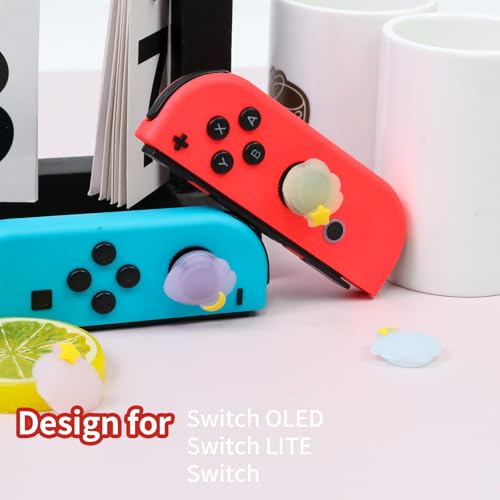 Switch Joycon Thumb Grips Caps, 4 PCS Cute Kawaii 3D Silicone Analog Thumbstick Button Cover Compatible with Nintendo Switch Lite/OLED Joystick Caps (Multicolor Cloud) - color: Multicolor Cloud