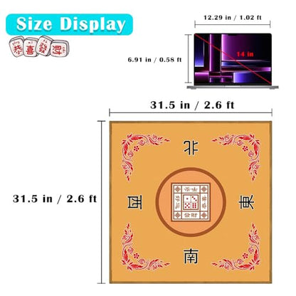 Mahjong Mat, Mahjong Table Mat for Tile Game, 31.5 in x 31.5 in Anti Slip and Noise Reduction Table Cover for Poker Card Board and Dominoes(Yellow) - color: C-yellow